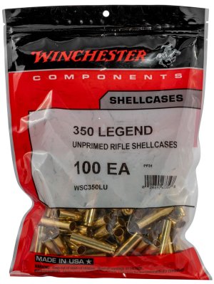 Winchester Ammo WSC350LU Unprimed Cases 350 Legend Rifle Brass 100 Bag