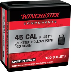 Winchester Ammo WB45HP230X Centerfire Handgun Reloading 45 Cal .451 230 gr Jacketed Hollow Point (JHP)