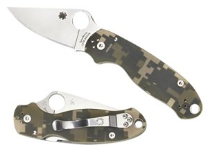 Spyderco C223GPCMO Para 3 Satin 3" Plain Edge Camo G-10 CPM S30V Blade