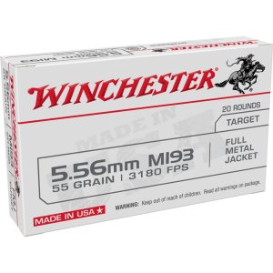 Winchester WM193K 5.56 NATO 55 gr FMJ 1235 Rounds Brass Casing