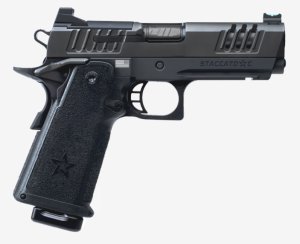 Staccato 2011 C, 9mm, 4.0 Barrel, 2 Magazines, Full Size Grip, Optics Ready, DLC Slide, Stainless Barrel, X Serrations, Flat Trigger, Pistol