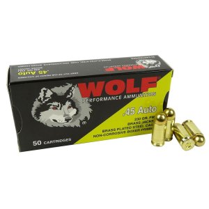 Wolf 45CWFMJ 45 ACP 230gr FMJ Ammo 850 fps 50 Rounds