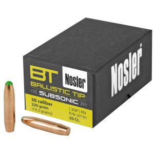 Nosler 30181 .308 220 Grain Round Nose Tapered Jacket 50 Count