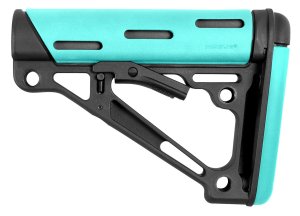 Hogue 13440 OverMolded Collapsible Buttstock Aqua/Black for AR-15 M16