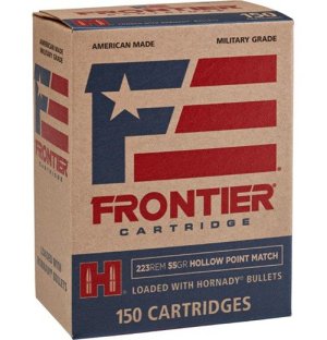 Hornady Frontier 223 Remington 55 Gr HP Match 150 Rounds Brass Cases