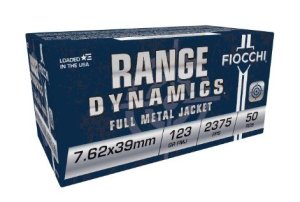 Fiocchi Range Dynamics 7.62x39mm 123gr FMJ Brass 50rnd Box