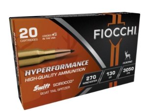 Fiocchi 270SCA Hyperformance .270 Win 130gr Swift Scirocco II 20 Rounds