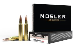 Nosler Match Grade .30 Nosler 190 Grain BTHP Ammunition - 20 Rounds, Brass Cased, 3050fps Velocity