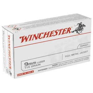 Winchester Ammo Q4172 USA Target 9mm Luger 115 gr Full Metal Jacket (FMJ) 50 Per Box/ 10 Cs