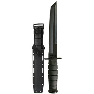Ka-Bar 1245 Tanto 8 In Part Serrated 1095 Cro-Van Black Kraton