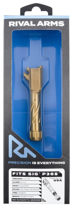 Rival Arms RA20P002E Precision Drop-In Barrel 9mm Luger 3.10 In Gold PVD