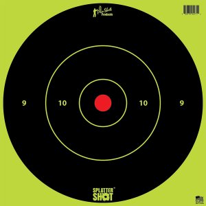 Pro-Shot 12BGREENTG12PK SplatterShot 12" Bullseye Hanging Heavy Paper Black/Red Impact Enhancement Yes White 12 PK