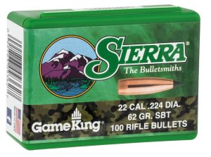 Sierra GameKing .22 Caliber 62 Grain Spitzer Boat Tail Hunting Bullets