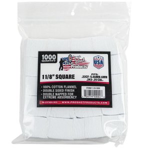 Pro Shot 11/8-1000 .22-270 Cal 1-1/8" Square Patches 1000/Bag