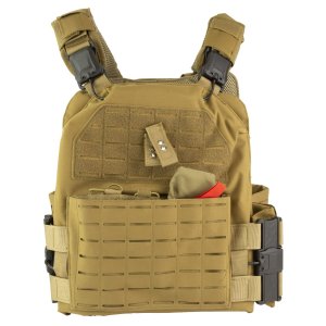 NcStar CVLCQRL3055T Laser Cut Plate Carrier 2XL Tan - Quick Release, MOLLE Slots, Kangaroo Pouch