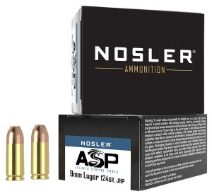 Nosler 51286 9mm Luger 124 Grain JHP Brass 20 Rounds Box