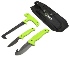 HME KN3PFK 3-Piece Field Kit: 420HC Steel, Black Oxide, Green Handle