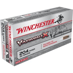 Winchester Ammo X204P Varmint X 204 Ruger 32 gr 4000 fps Polymer Tip Rapid Expansion 20 Bx/10 Cs