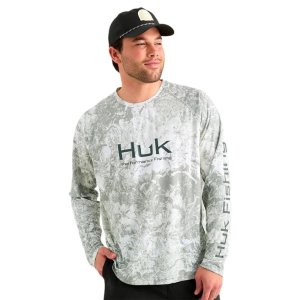 Huk Pursuit Performance Long Sleeve Crew Shirt Mossy Oak Seagrass L