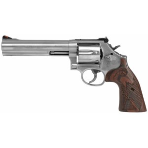 Smith & Wesson 150712 Model 686 Plus Deluxe Stainless Steel 6" Barrel, 7rd Cylinder, L-Frame, Textured Wood Grip