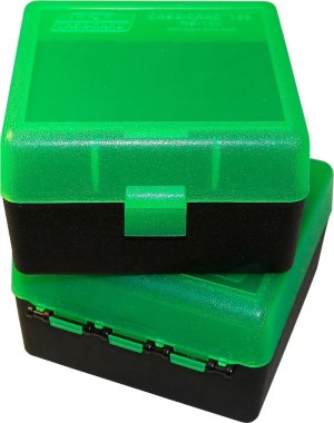 MTM Case-Gard RM-100 Green & Black 22-250 Ammo Box - 100 Rd Medium Rifle