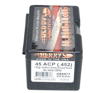 Berry's 84477 .45 Cal 185gr Hollow Base RN Bullets 250/Box