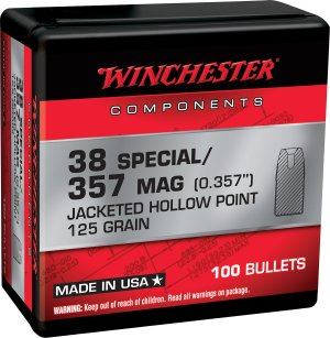 Winchester Ammo WB38HP125X Centerfire Handgun Reloading 38 Special .357 125 gr Jacketed Hollow Point (JHP)