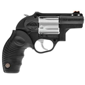Taurus 2605029PLY Lightweight Revolver, Matte Stainless Steel, .357 MAG, 2-Inch Barrel, 5-Round Capacity, 19.75 oz, Red Fiber Optic Sight