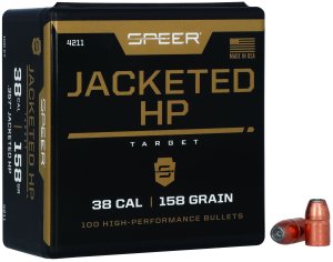 Speer 4211 38 Caliber 158gr JHP Handgun Bullets 100/Box