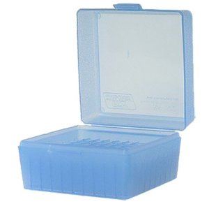MTM Case-Gard R-100 Series Small Rifle Ammo Box - 100 Round - Clear Blue