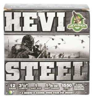 12 Ga Steel-1 1-3/8 oz 3-1/2" 25 Rds Hevi-Shot-Environ Metal Shotgun Ammo