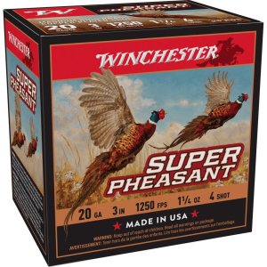 Winchester Ammo X203PH4 Super Pheasant Magnum High Brass 20 Gauge 3" 1 1/4 oz 1250 fps 4 Shot 25 Bx/10 Cs