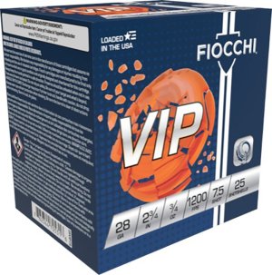 Fiocchi VIP 28 Gauge Ammo 2-3/4" #7.5 Lead Shot 3/4oz 1200fps