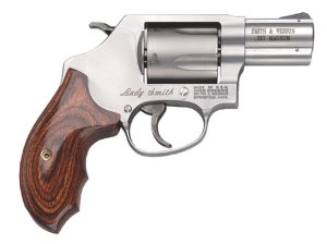 Smith & Wesson 162414 Model 60 Ladysmith 357 Mag or 38 S&W Spl +P Stainless Steel 2.12" Barrel & 5rd Cylinder, Satin Stainless Steel J-Frame, Ergonomic Wood Grip For Smaller Hands