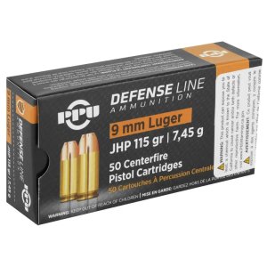 PPU PPD91 Defense 9mmLuger 115gr Jacketed Hollow Point 50 Per Box/20 Case