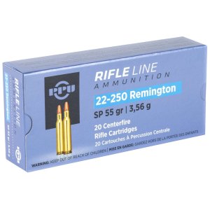 PPU PP22250 Standard Rifle 22-250Rem 55gr Soft Point 20 Per Box/10 Case