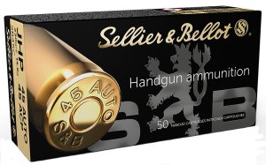 Sellier & Bellot SB45C .45 ACP 230 gr JHP 50 Rounds Box