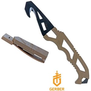 Gerber Crisis Hook Fixed Compact 2.9In Black Blade Tan Handle