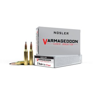 Nosler Varmageddon 22 Nosler 53 gr FB Tipped 20 Rounds Brass Ammo