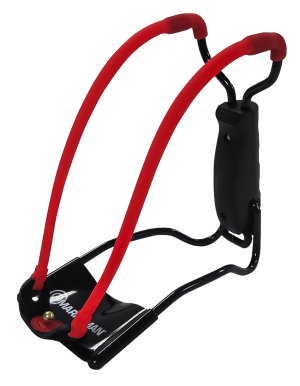 Marksman 3055 Folding Slingshot Red Hyper-Velocity Band Black Molded Handle