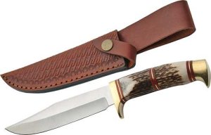 SZCO SS3318 Steel Stag 5.75" Wolf Hunter Knife with Sheath
