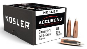 Nosler 59992 AccuBond Hunting 7mm .284 140 gr Spitzer Point 50 Per Box