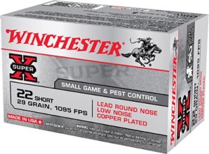 Winchester X22S 22 Short 29 gr Lead Round Nose 50 Rounds Brass Case