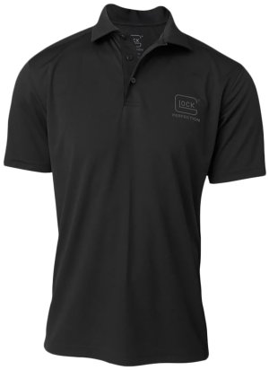 Glock AP96213 Perfection Polo Black Large Polyester Mesh Short Sleeve