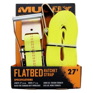 GSM Outdoors Muddy Flatbet Ratchet Strap 27' 2" 10000 lbs Tension Strength
