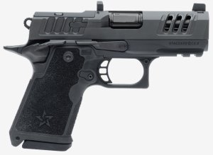 Staccato HD C3.6 Premium Package, 9mm SAO Semi-Auto Pistol with 3.6 DLC Stainless Bull Barrel, X-Serrations, Optic Ready, Trijicon Tritium Front Night Sight, Black Rear Sight, Curved Trigger, Ambi Safety, Ambi Slide Release, Light Rail, 4 Mags, 15rd.