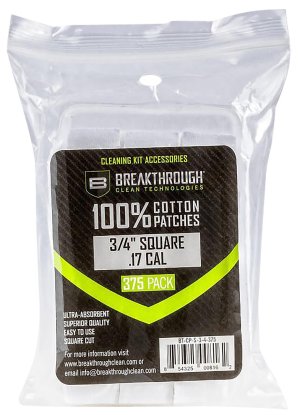 Breakthrough Clean BTCPS34375 Square Patches .17-.177 Cal 375 pieces