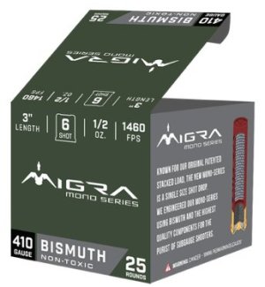 MIGRA M410B6 Bismuth Mono 410GA 3" #6 1/2oz 1460FPS 25 Rounds