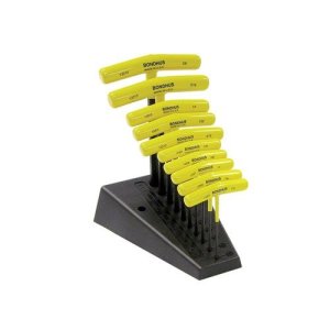 Bondhus 13390 SAE Hex T-Handle 10-Piece Set with Stand