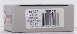 Underwood Ammo 45 ACP 230 gr JHP 20 Round Box